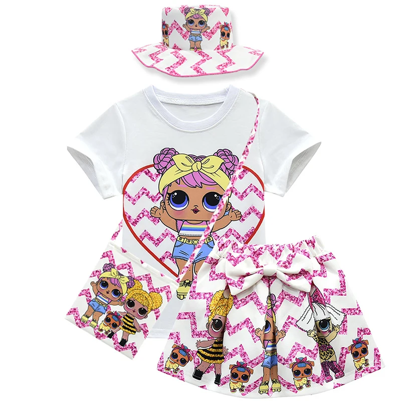 Wholesale summer 3 piece white print top matching skirt cartoon little girls clothing sets, As picture show
Wholesale summer 3 piece white print top matching skirt cartoon little girls clothing sets, As picture show