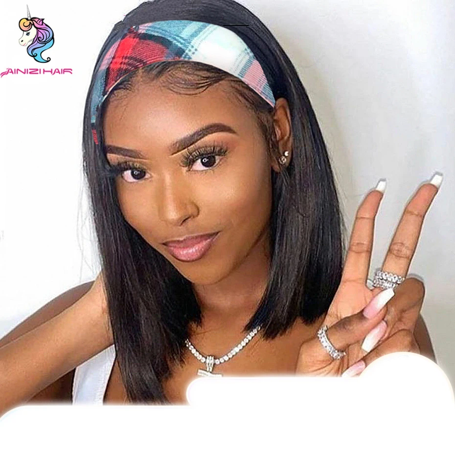 Ainizi straight 100% remy hair headband wig for black women Brazilian short straight bob human hair wigs full machine made wig
Ainizi straight 100% remy hair headband wig for black women Brazilian short straight bob human hair wigs full machine made wig