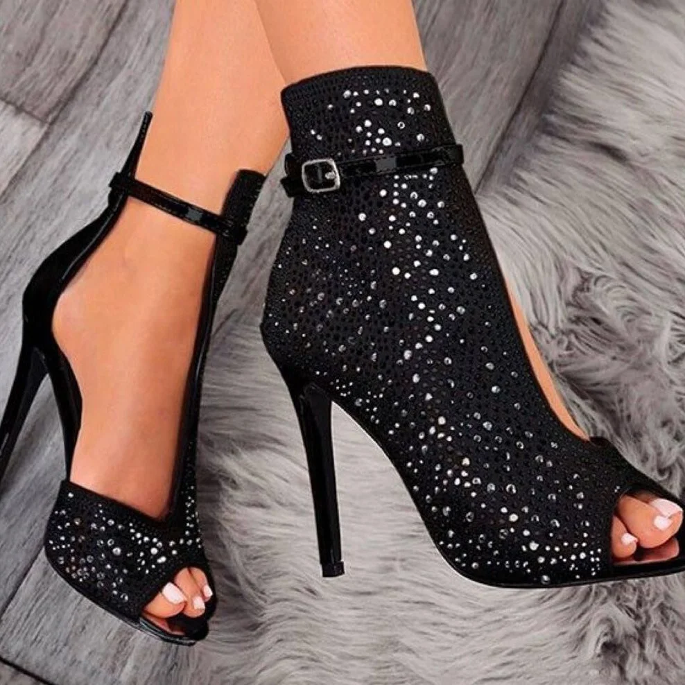 2021 Women Rhinestone Boots Thin Heel Open Toe Shoes New Fashion Ladies Stiletto Slides Footwear Women Diamond High Heel Shoes
2021 Women Rhinestone Boots Thin Heel Open Toe Shoes New Fashion Ladies Stiletto Slides Footwear Women Diamond High Heel Shoes