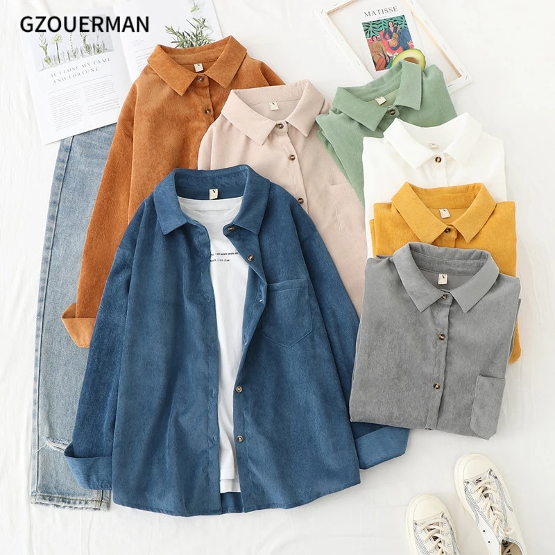 2021 New Fashion Women Corduroy Shirts Tops Blouses Long Sleeve Spring Ladies Solid Color Loose Boyfriend Style Shirt
2021 New Fashion Women Corduroy Shirts Tops Blouses Long Sleeve Spring Ladies Solid Color Loose Boyfriend Style Shirt