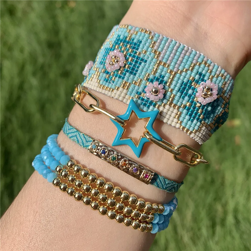 LS-A3014 blue color miyuki seed beads bracelet,small beads copper bead charm bracelet set paperclip chain bracelet, As is
LS-A3014 blue color miyuki seed beads bracelet,small beads copper bead charm bracelet set paperclip chain bracelet, As is