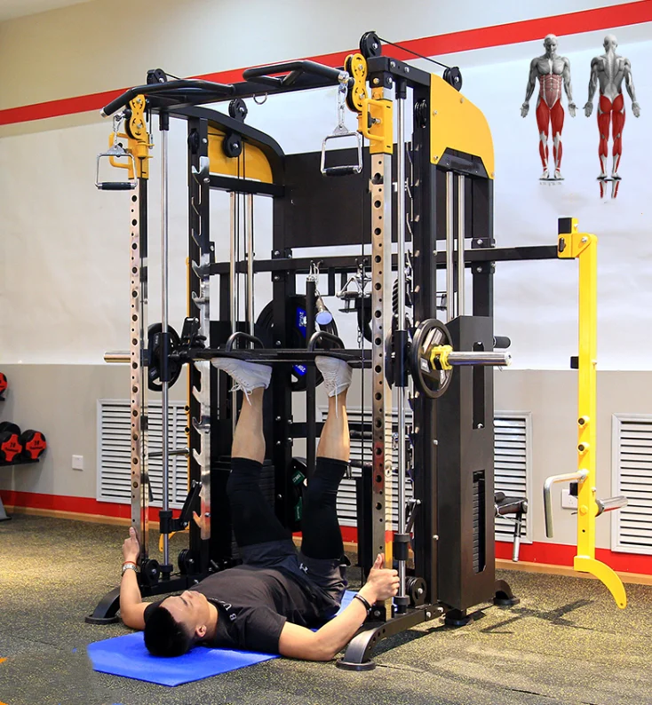 Fitness Equipment Smith Machine With Adjustable Bench multi-functional Home Gym Equipment 3D Smith Machine, Yellow 
Fitness Equipment Smith Machine With Adjustable Bench multi-functional Home Gym Equipment 3D Smith Machine, Yellow