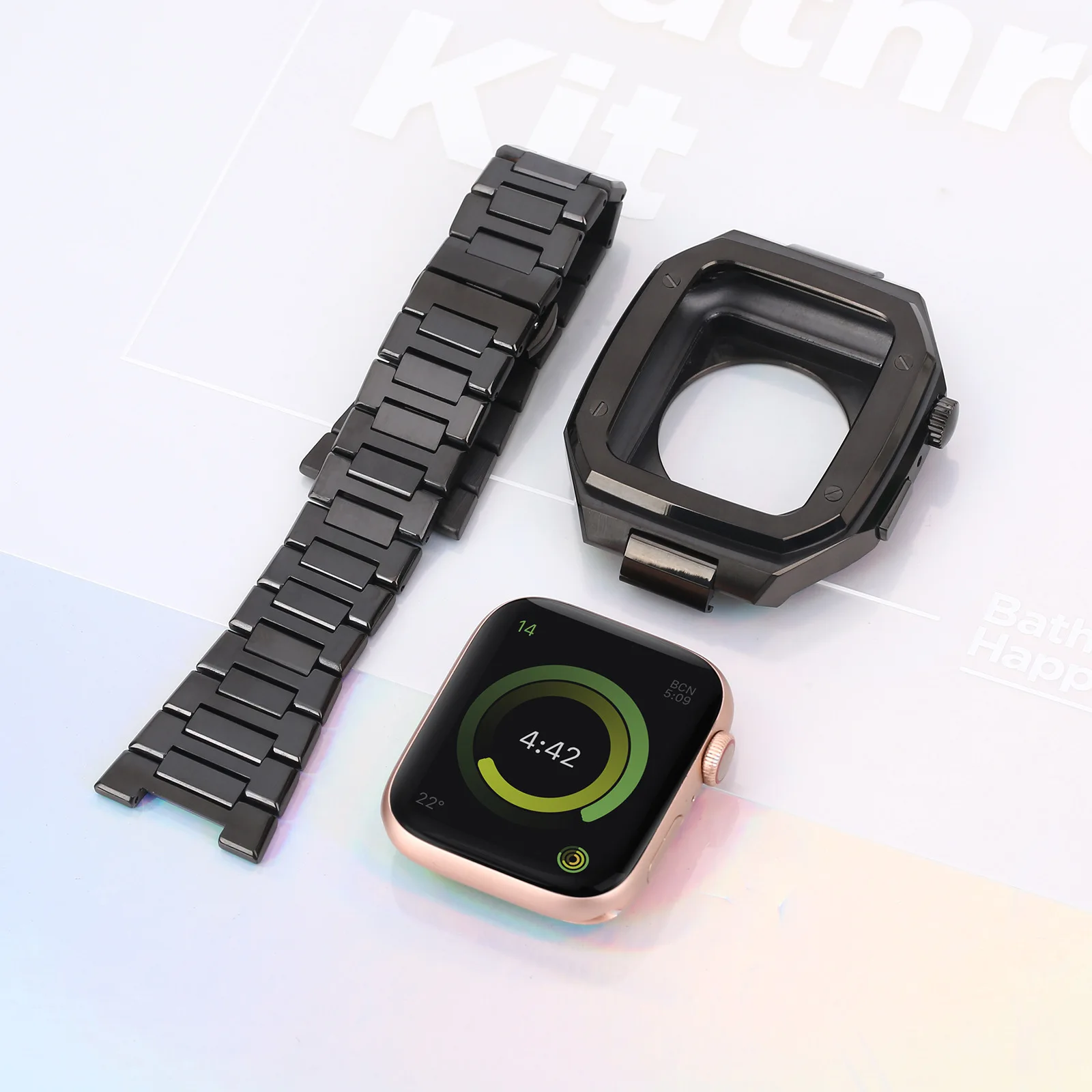 Compatible with Apple Watch Band 44mm Series 7 6 With Stainless Steel Case, Stainless Steel Watch Band with Protective Cover, Silver/rose gold/golden/black
Compatible with Apple Watch Band 44mm Series 7 6 With Stainless Steel Case, Stainless Steel Watch Band with Protective Cover, Silver/rose gold/golden/black