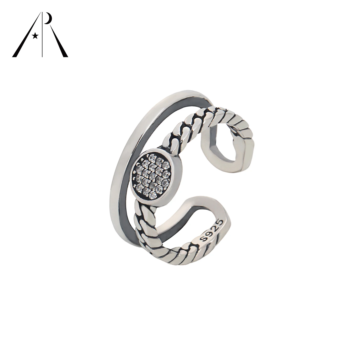 S925 Sterling Silver Weave Adjustable Ring Women Men Popular Shape Double Laye Diamond Ring
S925 Sterling Silver Weave Adjustable Ring Women Men Popular Shape Double Laye Diamond Ring