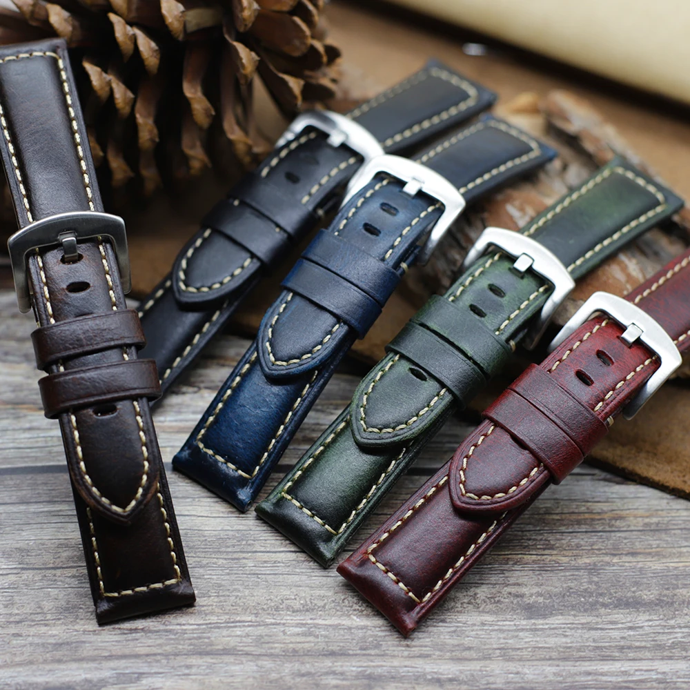 18/20/22/24mm New Oil Waxed Leather Watch Accessories Vintage Watch Strap Black Blue Brown 5 Colors Available Handmade Watchband, Black blue green red and coffee
18/20/22/24mm New Oil Waxed Leather Watch Accessories Vintage Watch Strap Black Blue Brown 5 Colors Available Handmade Watchband, Black blue green red and coffee