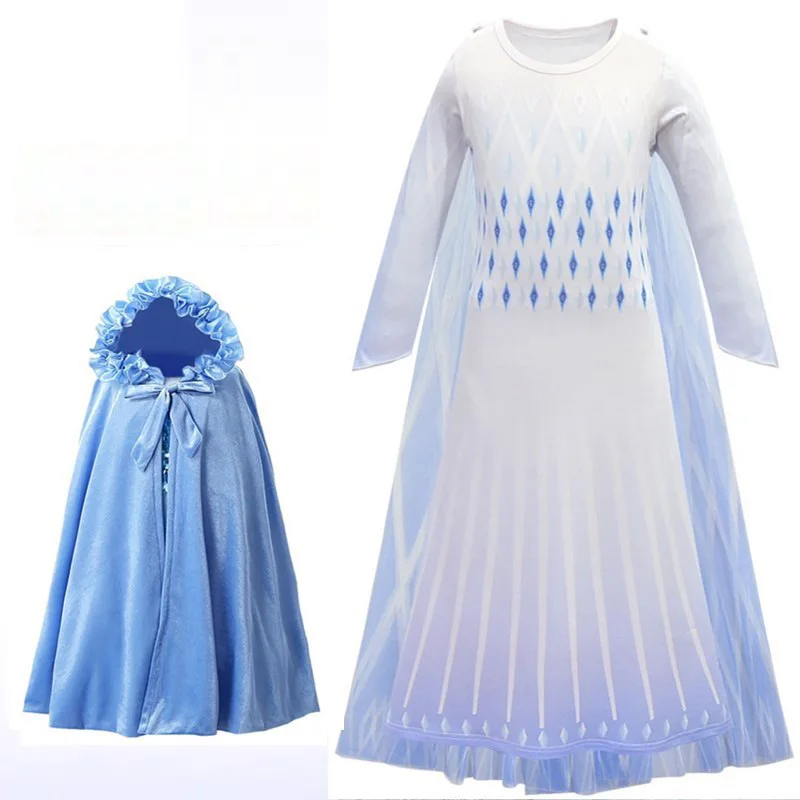 Girls New Elsa 2 Princess Dress Up Costume Children Long Sleeve Printed baby girl dress party cosplay costume, White
Girls New Elsa 2 Princess Dress Up Costume Children Long Sleeve Printed baby girl dress party cosplay costume, White