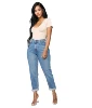 India market High waist turn up hem denim factory mom jeans for lady