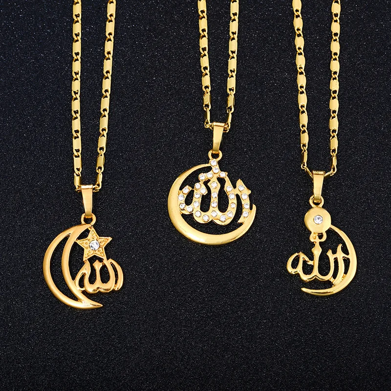 Luxury Gold Silver Plated Bling Diamond Cubic Zirconia Muslim Allah Necklace Shiny Rhinestone Crystal Moon Star Necklace, Picture color
Luxury Gold Silver Plated Bling Diamond Cubic Zirconia Muslim Allah Necklace Shiny Rhinestone Crystal Moon Star Necklace, Picture color