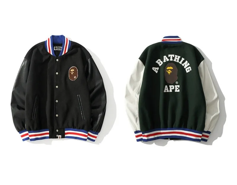 Good Quality Embroidered Ape Bape Jacket Casual PU Leather Sleeve Single-breasted Men Baseball Jacket, Picture color
Good Quality Embroidered Ape Bape Jacket Casual PU Leather Sleeve Single-breasted Men Baseball Jacket, Picture color