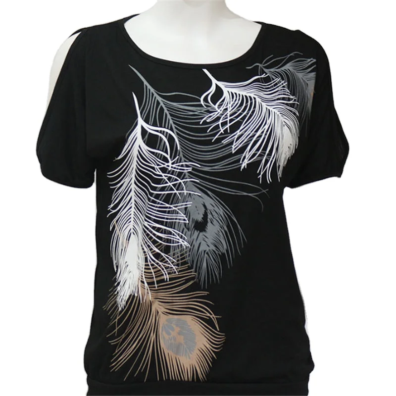 Slit Sleeve Cold Shoulder Feather Print Women Casual Summer T Shirt Girl Tee Shirt Loose Top T-Shirt
Slit Sleeve Cold Shoulder Feather Print Women Casual Summer T Shirt Girl Tee Shirt Loose Top T-Shirt