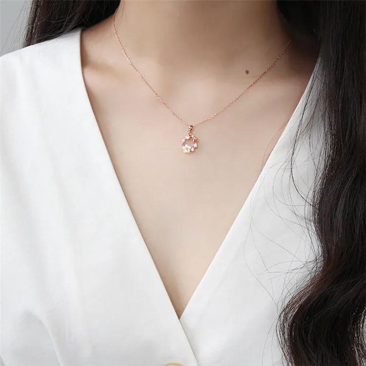 Women Rose Gold Filled Colorful Rhinestone Flower Wreath Pendant Necklace For Braids Crystal CZ Wedding Necklace, As picture
Women Rose Gold Filled Colorful Rhinestone Flower Wreath Pendant Necklace For Braids Crystal CZ Wedding Necklace, As picture