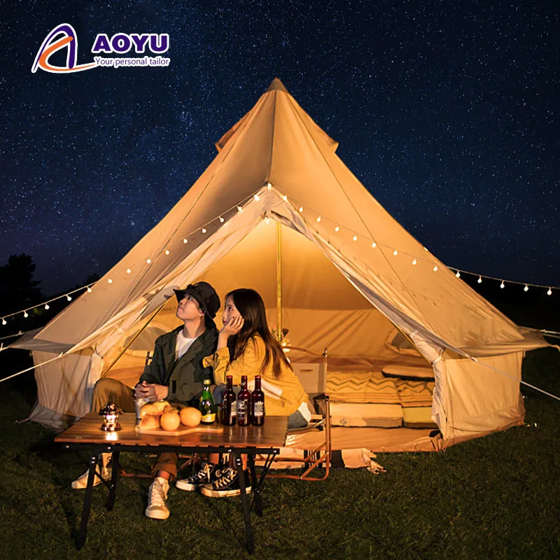 

Amazon Hot Sell Glamping Tent Hotel WinterTent With Stove 100% Cotton Canvas Yurt House
