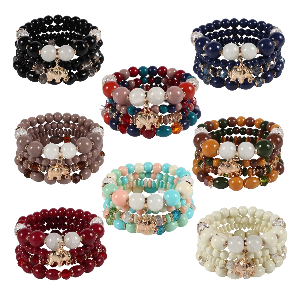 Amazon Hot Sale 4 Wrap Bangle Jewelry Gift for Women Boho Multicolor Stretch Bead Bracelets Elephant Charm Pearl Bracelets, 8 colors
Amazon Hot Sale 4 Wrap Bangle Jewelry Gift for Women Boho Multicolor Stretch Bead Bracelets Elephant Charm Pearl Bracelets, 8 colors