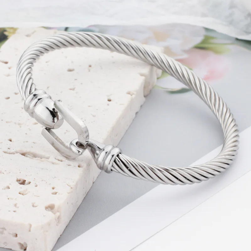 Europe Hot Selling Horseshoe Buckle Bangle Bracelet Retro Stainless Steel Cable Bracelet Jewelry for Men
Europe Hot Selling Horseshoe Buckle Bangle Bracelet Retro Stainless Steel Cable Bracelet Jewelry for Men