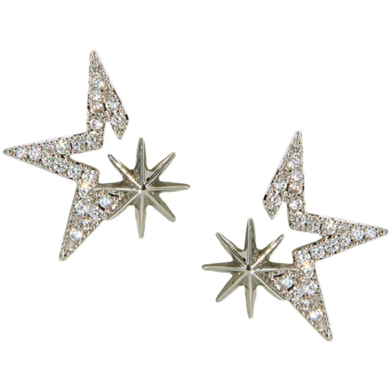New Hollow Eight Pointed Star Earrings for Women 2021 Cubic Zirconia Brass Stud Earrings Luxury Jewelry Trendy Accessories Women, Silver
New Hollow Eight Pointed Star Earrings for Women 2021 Cubic Zirconia Brass Stud Earrings Luxury Jewelry Trendy Accessories Women, Silver