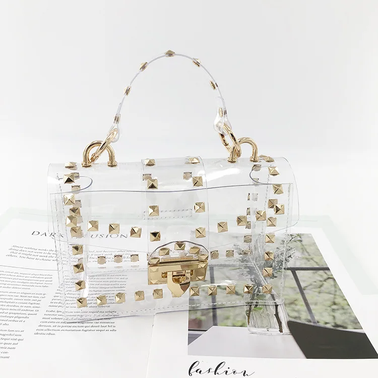 Customized 2021 summer clear pvc rivet designer bag jelly purse women hand bag
Customized 2021 summer clear pvc rivet designer bag jelly purse women hand bag