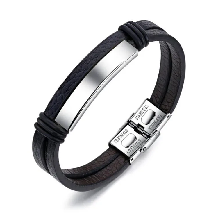 Stainless Steel Bracelets & Bangles Men Leather Cuff Bracelet Male Metal Titanium Wrap Bracelet Wrist Band Jeweley, Gold, silver, black
Stainless Steel Bracelets & Bangles Men Leather Cuff Bracelet Male Metal Titanium Wrap Bracelet Wrist Band Jeweley, Gold, silver, black