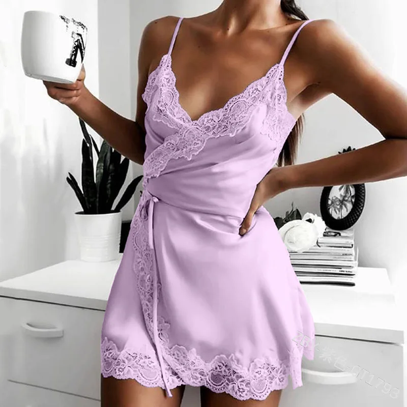 Wholesale Fashion Stretch Satin Nightdress Swimsuit Lace Sexy Women Sleepwear Pajama, Black, silver, pink, light purple, light blue
Wholesale Fashion Stretch Satin Nightdress Swimsuit Lace Sexy Women Sleepwear Pajama, Black, silver, pink, light purple, light blue