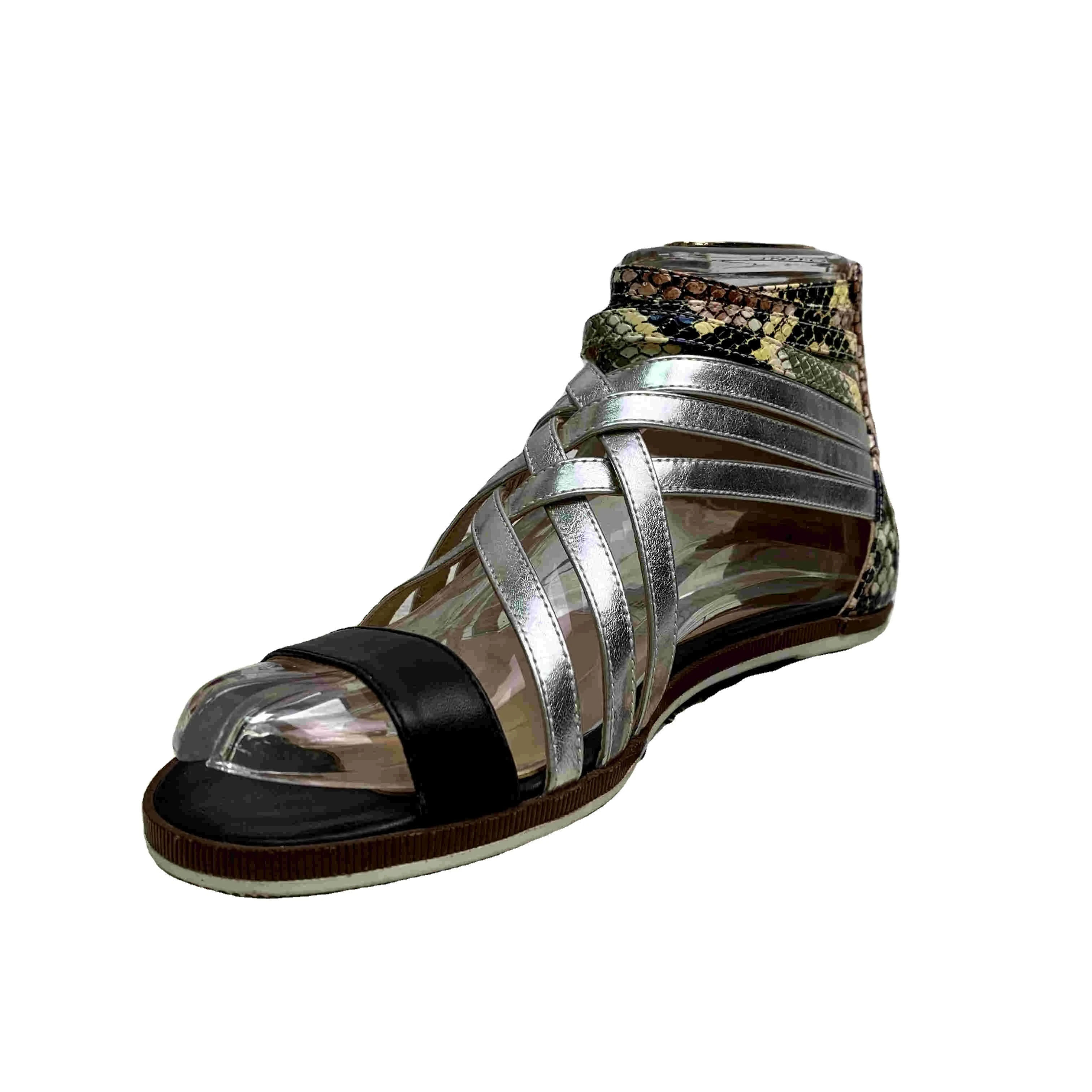 Spring and summer new three-color stitching snake print low-heel ladies sandals large size wholesale, Silver
Spring and summer new three-color stitching snake print low-heel ladies sandals large size wholesale, Silver