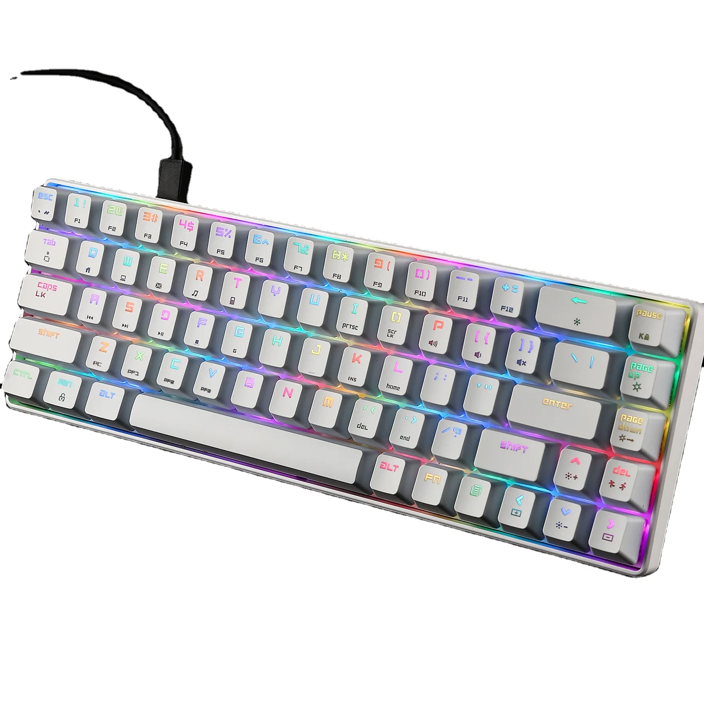 Factory price MK14 wired type-c 60% RGB light 18 modes wired gaming mechanical keyboard red switch, Black white
Factory price MK14 wired type-c 60% RGB light 18 modes wired gaming mechanical keyboard red switch, Black white