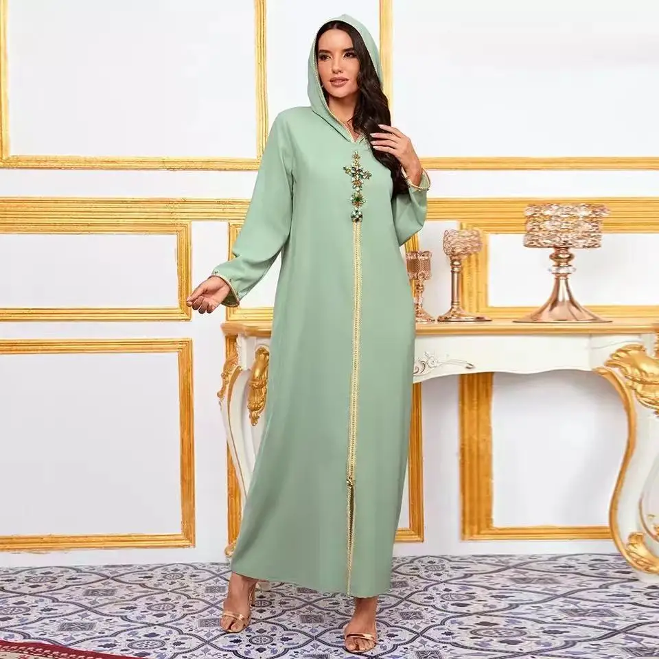 Women Diamond Braided Finish With Long Sleeved Lace Muslim Abaya Maxi Dress Arabic Islamic Cloth With Hood
Women Diamond Braided Finish With Long Sleeved Lace Muslim Abaya Maxi Dress Arabic Islamic Cloth With Hood