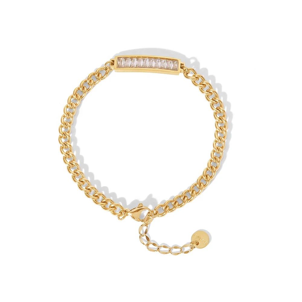 14k Gold Plated White Square Zircon Stainless Steel Bracelets Waterproof For Women Daily Wearing
14k Gold Plated White Square Zircon Stainless Steel Bracelets Waterproof For Women Daily Wearing