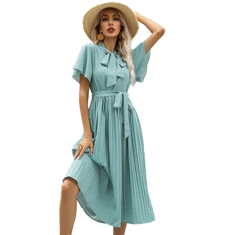 Fashion Trumpet Sleeve Green Pleated Skirts Bandage Dress Ladies Elegant Streetwear Casual Dress Summer For Women
Fashion Trumpet Sleeve Green Pleated Skirts Bandage Dress Ladies Elegant Streetwear Casual Dress Summer For Women