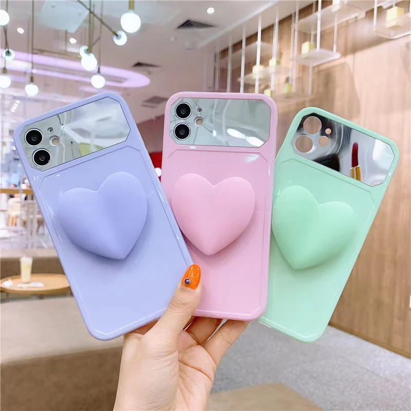 Makeup mirror Heart-shaped 3D Folding stand soft silicon phone case for iphone 6 7 8 Plus X XS XR MAX 11 Pro SE Sexy back cover
Makeup mirror Heart-shaped 3D Folding stand soft silicon phone case for iphone 6 7 8 Plus X XS XR MAX 11 Pro SE Sexy back cover