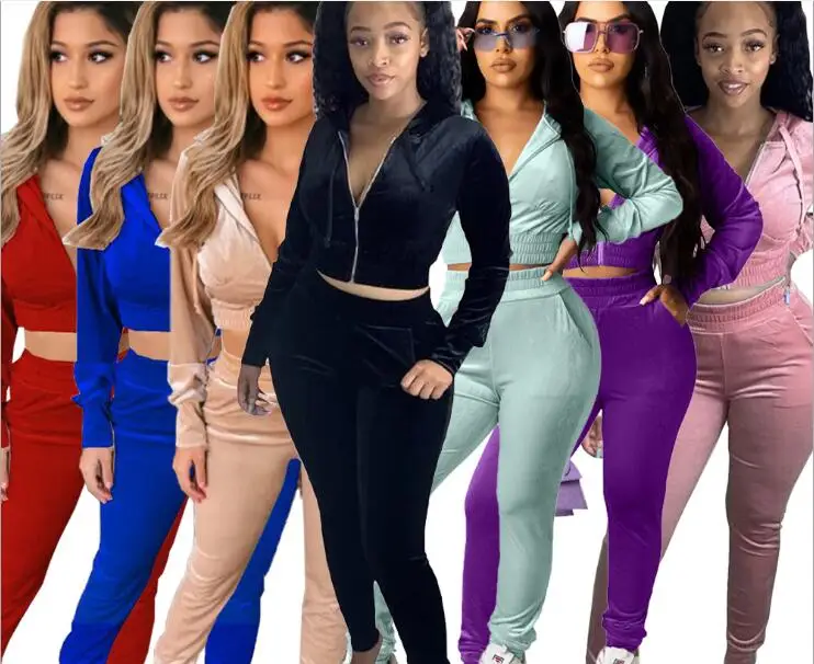 Women's Hooded Sexy Velvet Two Piece Sets Bodycon 2020 Fall Clothes 2 PIece Sets Tracksuit Sweatsuits Ouftist 
Women's Hooded Sexy Velvet Two Piece Sets Bodycon 2020 Fall Clothes 2 PIece Sets Tracksuit Sweatsuits Ouftist