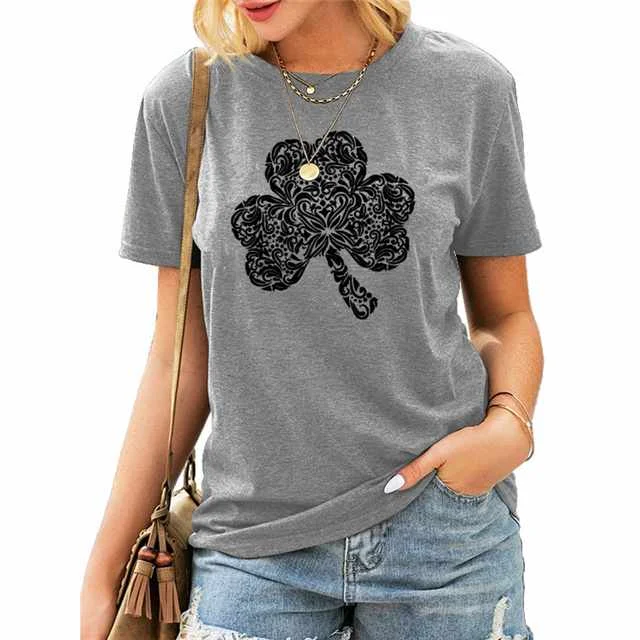 Summer Casual Fashion Round Neck Four-leaf Clover Printed Short-sleeved T-shirt, Picture color
Summer Casual Fashion Round Neck Four-leaf Clover Printed Short-sleeved T-shirt, Picture color