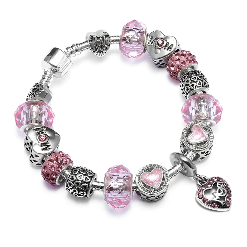 VRIUA Lucky Silver Charm Bracelet with Heart Pendant & Cherry Blossom Charm Pink Murano Glass Beads Friendship Bracelet
VRIUA Lucky Silver Charm Bracelet with Heart Pendant & Cherry Blossom Charm Pink Murano Glass Beads Friendship Bracelet