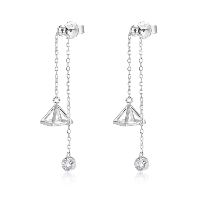 925 Sterling Silver Jewelry White CZ Gemstone Fashion Tassel Earrings Geometric triangles Long Drop Earrings
925 Sterling Silver Jewelry White CZ Gemstone Fashion Tassel Earrings Geometric triangles Long Drop Earrings