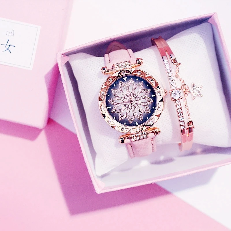 Watch Set Women Diamond Watch Starry Luxury Bracelet Watches Ladies Casual Leather Band Quartz Wristwatch Female Clock
Watch Set Women Diamond Watch Starry Luxury Bracelet Watches Ladies Casual Leather Band Quartz Wristwatch Female Clock