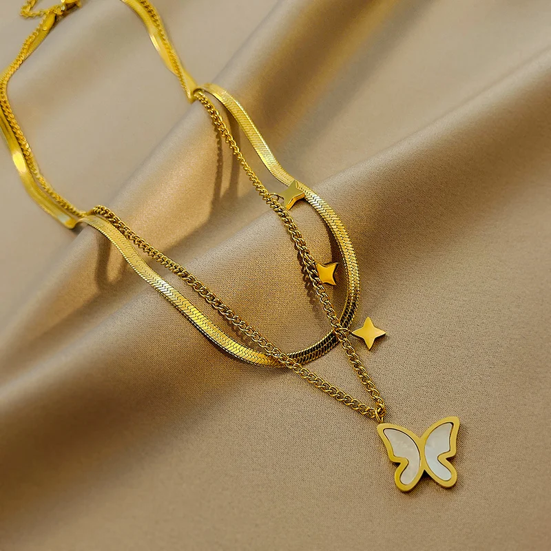 Multilayer Light Luxury Butterfly Necklace Titanium Steel Double Layer Clavicle Personalized Jewelry Necklace
Multilayer Light Luxury Butterfly Necklace Titanium Steel Double Layer Clavicle Personalized Jewelry Necklace