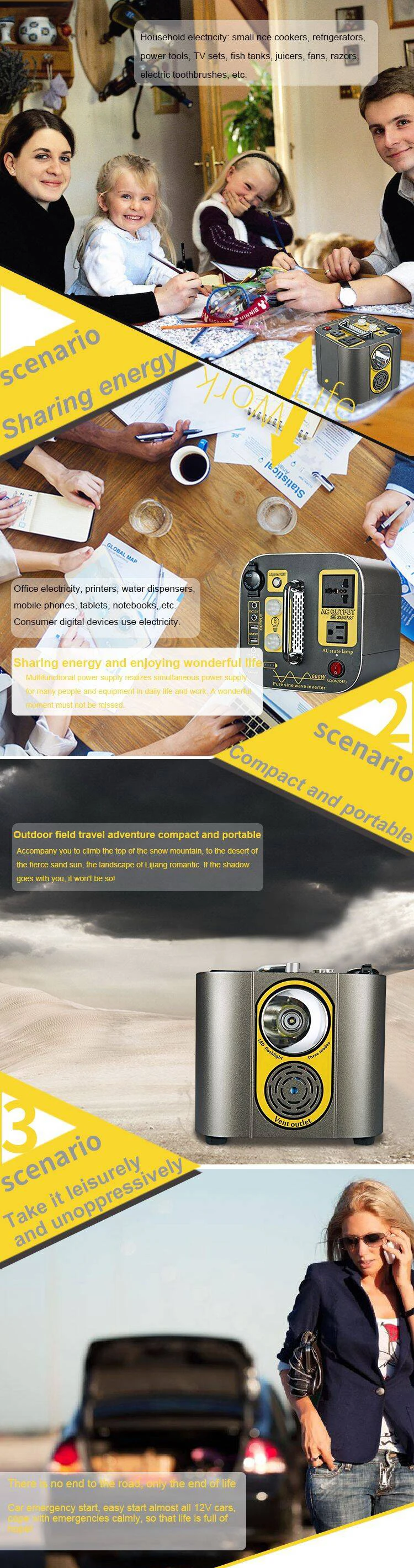 portable solar power station 500w PURE SINE WAVE INVERTER power bank charging station 220v/110v - ANKUX.COM