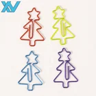Shiny Colors Christmas Gift PET coated Metal wire Christmas Tree shape Paper clips