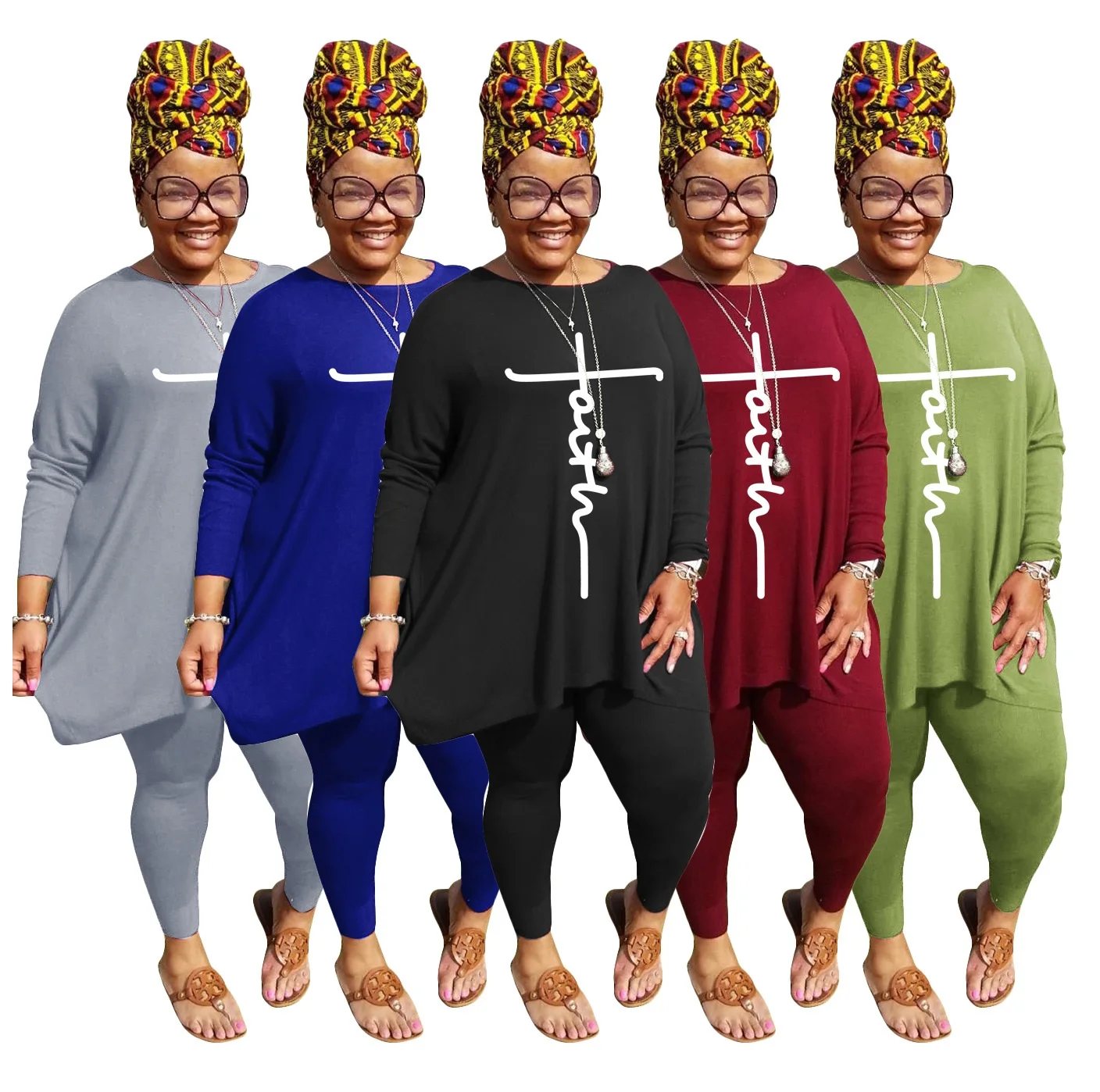 Fall Fashion Ladies 2pc Pants Set Casual Faith Printed Long Sleeve T Shirt Leggings Plus Size Women Clothing Two Piece Set, Picture color
Fall Fashion Ladies 2pc Pants Set Casual Faith Printed Long Sleeve T Shirt Leggings Plus Size Women Clothing Two Piece Set, Picture color
