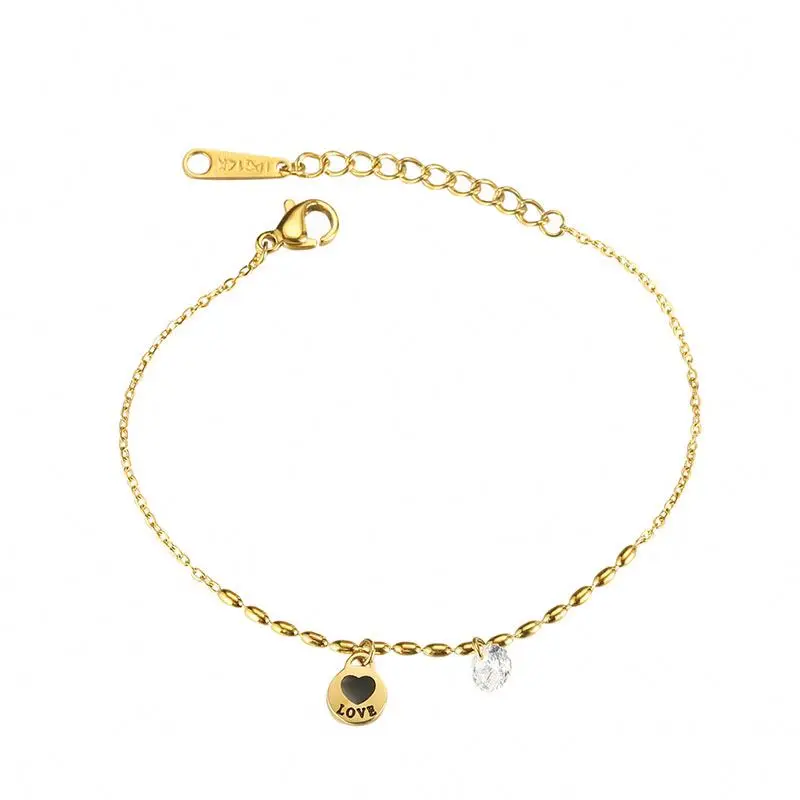 Hot Sale Ladies Fashion Design Gold Plated Love Heart Stainless Steel Zircon Chain Bracelets
Hot Sale Ladies Fashion Design Gold Plated Love Heart Stainless Steel Zircon Chain Bracelets