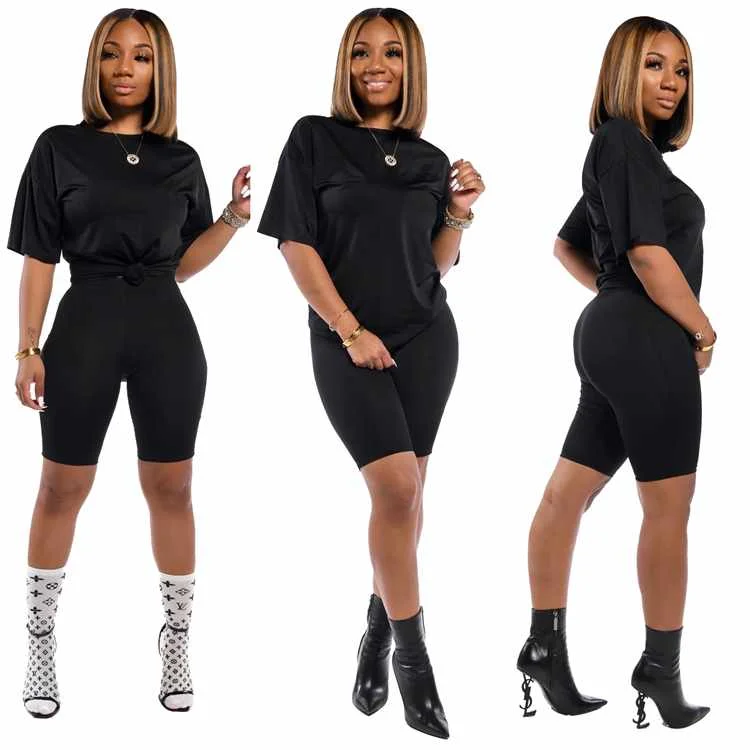 new arrivals casual solid color short womens summer 2 piece set clothing, Photo shown
new arrivals casual solid color short womens summer 2 piece set clothing, Photo shown