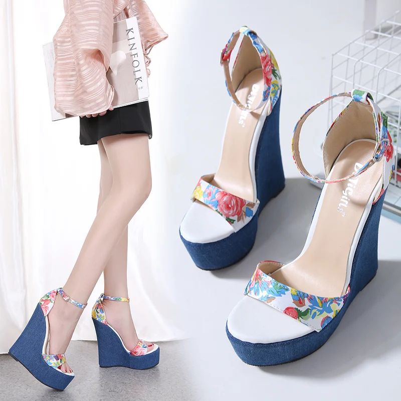 Summer Sexy Open Toe Demin Flower Wedge High Heel sandals round Toe sexy Ladies shoes high heels Platform sandals
Summer Sexy Open Toe Demin Flower Wedge High Heel sandals round Toe sexy Ladies shoes high heels Platform sandals