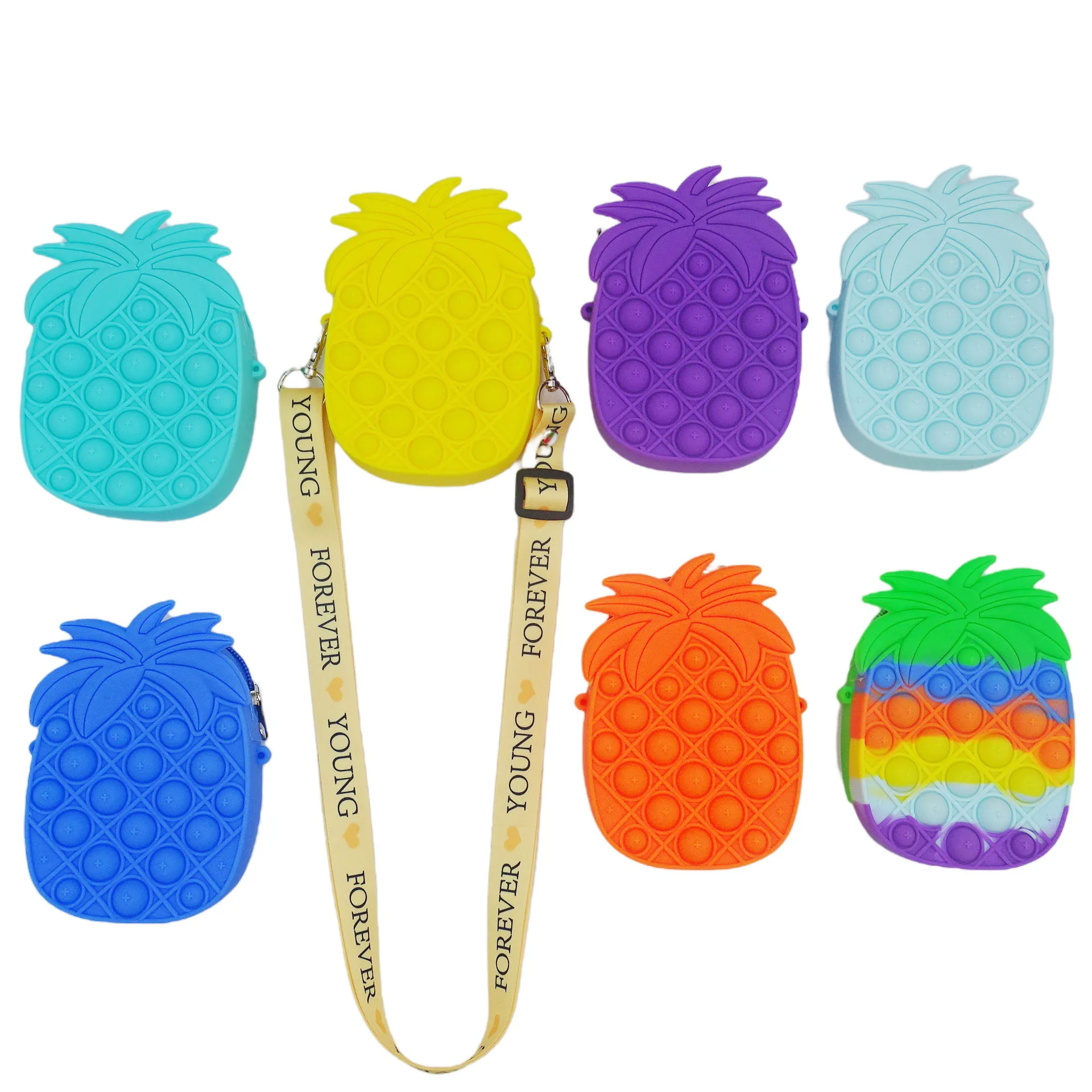 Factory wholesale Mini Squeeze Silicone vegetable pineapple shamp Wallet Pop Fidget crossbody Coin Purse with zip
Factory wholesale Mini Squeeze Silicone vegetable pineapple shamp Wallet Pop Fidget crossbody Coin Purse with zip