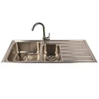 Customized double bowl kitchen stainless steel sink with wash board