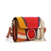8558 Fashion Designer Hand Made Webbing Sling Bag, Contrast Color Suede PU Handbags for Women