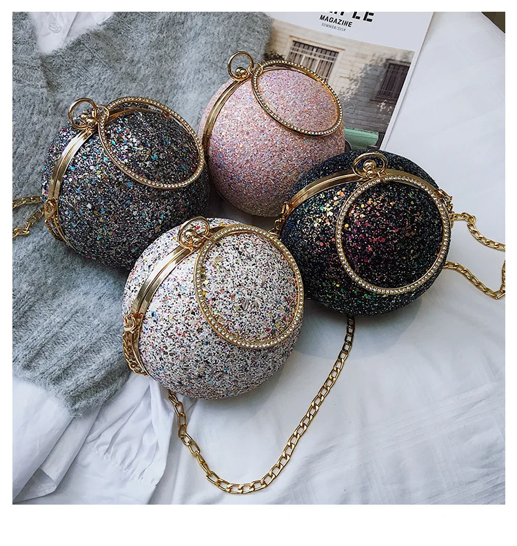 Wholesale Small Round Bag Handbag 2021 Trendy Cool Sequin Crossbody Bag Fashion Chain Shoulder Bag Women, Picture color
Wholesale Small Round Bag Handbag 2021 Trendy Cool Sequin Crossbody Bag Fashion Chain Shoulder Bag Women, Picture color