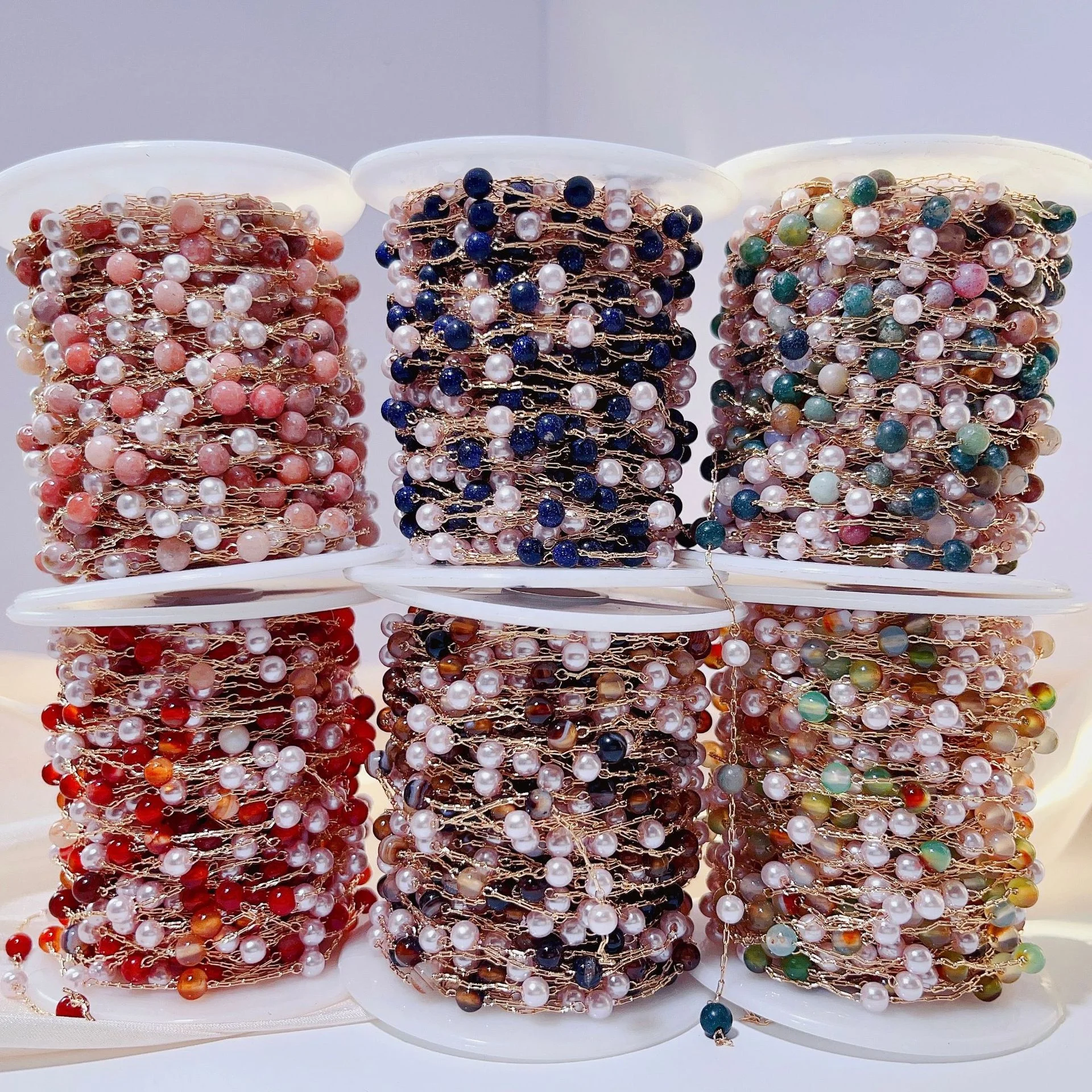 DIY Jewelry Accessories 4mm Natural Round Stone Pearl Chain handmade chain with color retention
DIY Jewelry Accessories 4mm Natural Round Stone Pearl Chain handmade chain with color retention