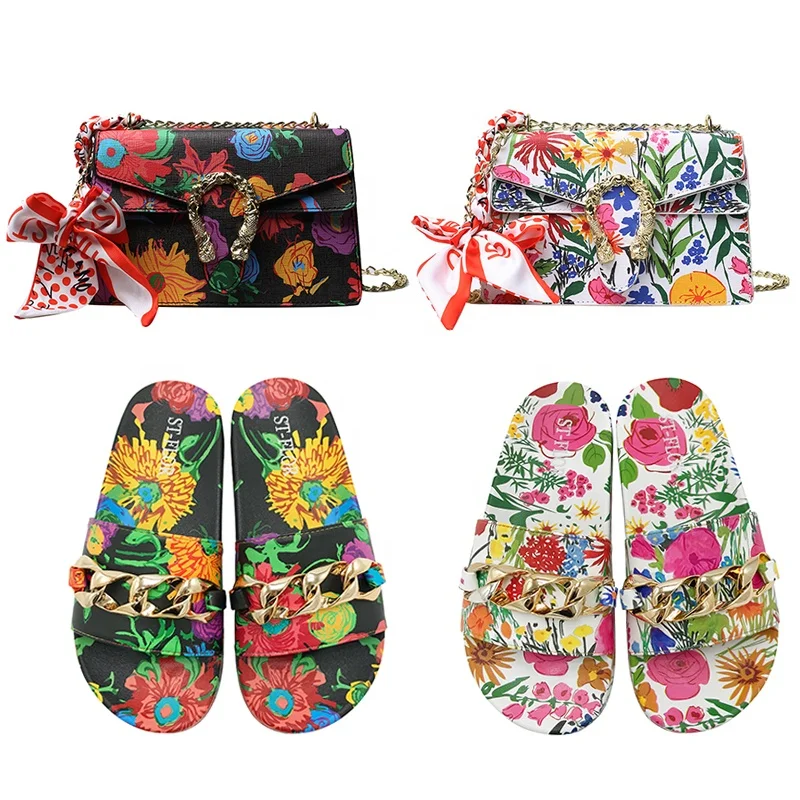 Newest purses and sandals sets Tote handbags fashion flower multi handbags and slides slippers sets for women
Newest purses and sandals sets Tote handbags fashion flower multi handbags and slides slippers sets for women