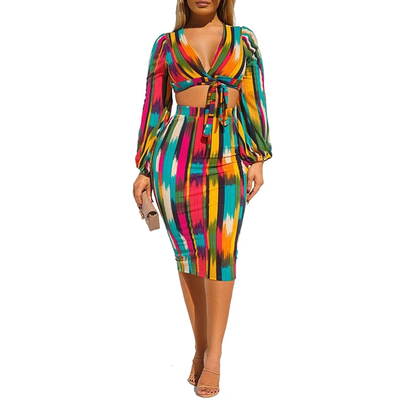 CA0514A fashion 2020 summer tie dye tie front long sleeve crop top two piece skirt set women clothing, As showing,
CA0514A fashion 2020 summer tie dye tie front long sleeve crop top two piece skirt set women clothing, As showing,