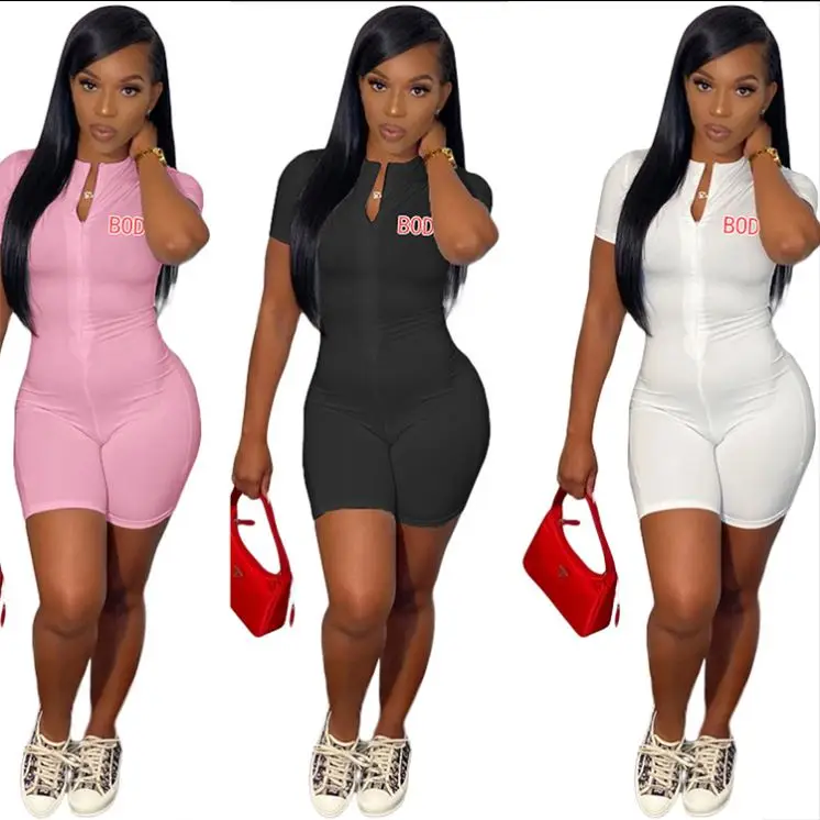 MISS New Style Short Sleeve Zipper Summer Casual Letter Mulher Bodysuits Womens 2021 Jumpsuit
MISS New Style Short Sleeve Zipper Summer Casual Letter Mulher Bodysuits Womens 2021 Jumpsuit