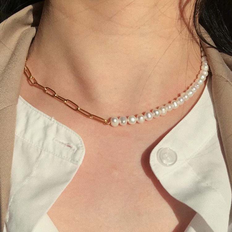 Stainless Steel 18K Gold Plated Natural Freshwater 5mm Round Pearl Paper Clip Necklace
Stainless Steel 18K Gold Plated Natural Freshwater 5mm Round Pearl Paper Clip Necklace