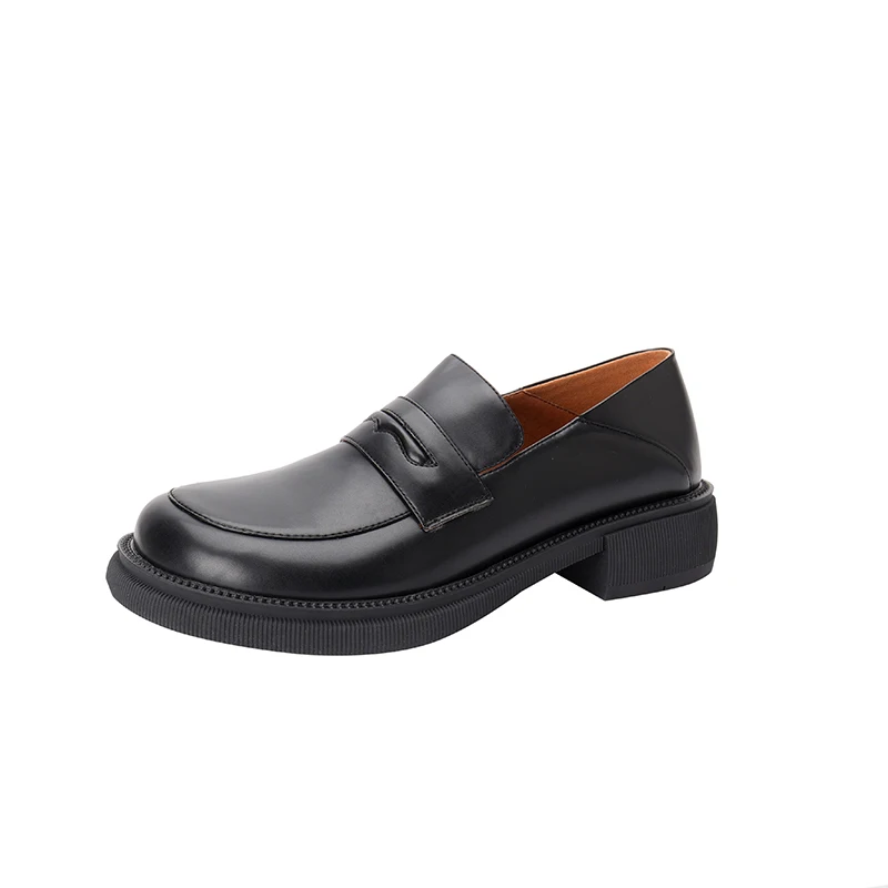 Pointed toe full leather women's shoes platform solid color slip-on leather loafers for men and women
Pointed toe full leather women's shoes platform solid color slip-on leather loafers for men and women